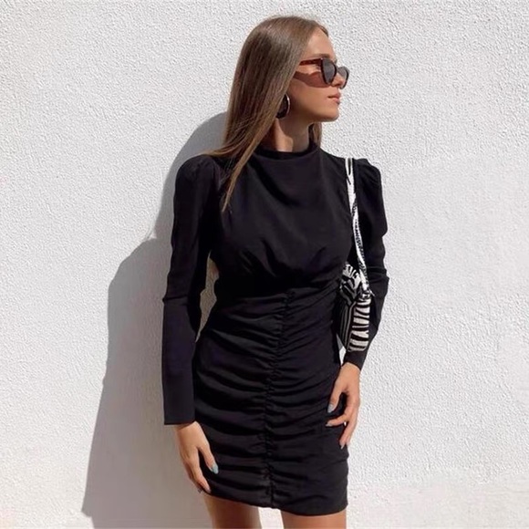 Black Ruched Dress - Picture 3 of 3